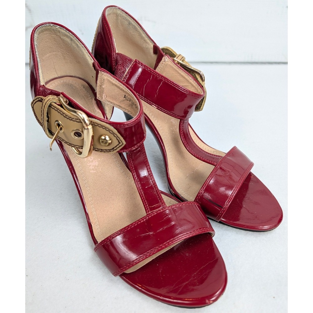 Rampage ALVIN-05 Womens Size 8 Red Patent T-Strap Buckle Stiletto Heels